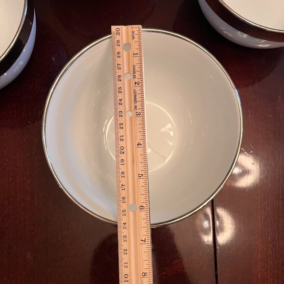 2 Beekman Home white bowls with silver rim - Picture 10 of 15